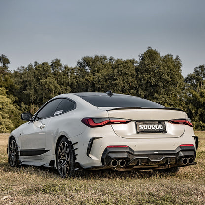 SooQoo BMW G22 G23 4 Series Front & Rear Bumper Inserts In Gloss Carbon Fibre