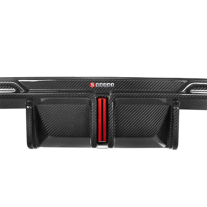 SOOQOO BMW M4 G82 G83 Type-A Prepreg Carbon Fiber Rear Diffuser Set With Brake Light