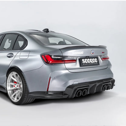 SOOQOO BMW M3 G80 G81 Type-B Prepreg Carbon Fiber Rear Diffuser Set