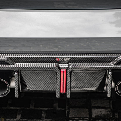 SooQoo BMW G80 & G81 M3 Rear Diffuser + Rear Splitters In Gloss Carbon Fibre