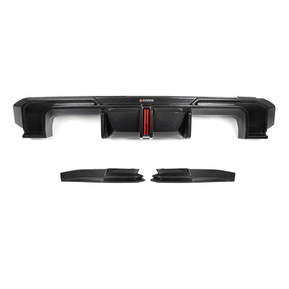 SooQoo BMW G80 & G81 M3 Rear Diffuser With Brake Light + Rear Splitters In Gloss Carbon Fibre