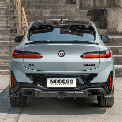SOOQOO BMW X4 G02 LCI Prepreg Carbon Fiber Rear Diffuser With Brake Light