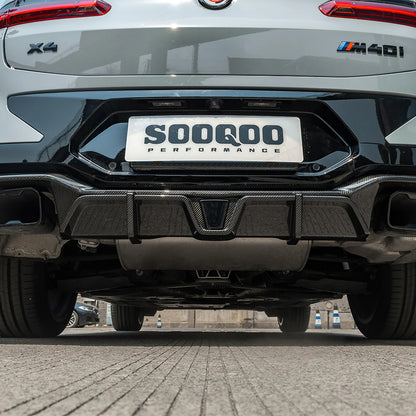 SOOQOO BMW X4 G02 LCI Prepreg Carbon Fiber Rear Diffuser With Brake Light