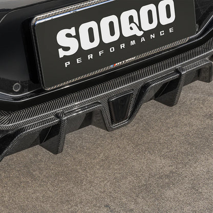 SOOQOO BMW X4M F98 LCI Prepreg Carbon Fiber Rear Diffuser With Brake Light