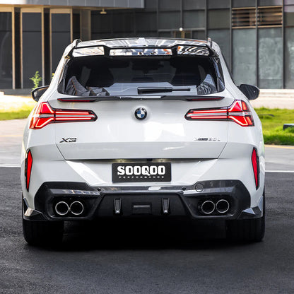 SooQoo BMW G45 X3 Rear Bumper Inserts In Gloss Carbon Fibre