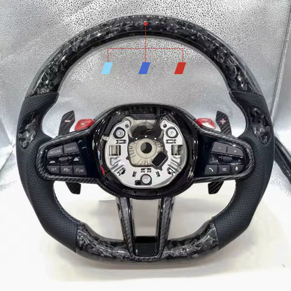 Aftermarket steering wheel fits any BMW with any button configuration, with or without heating and driver assist. BMW CS M4 G01 G02 G05 G06 G07 G30 G31 G32 G82 G42 G14 G20 G21 G80 G81 G22 G23 G26 X1 X3 X4 X5 X6 X3M X4M X5M X6M M3 M4 M5 M8 F90 F91 F92 F93