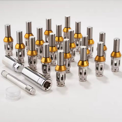 Titanium Alloy Hollow Tire Bolt Car Modification M14*1.5 14*1.25 Wheel Hub Screw for German Cars Lightweight Automotive Hardware