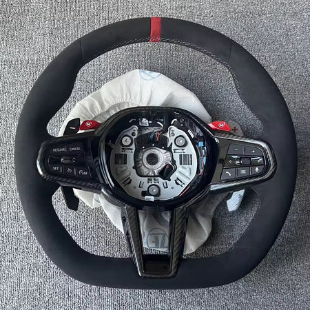 Aftermarket steering wheel fits any BMW with any button configuration, with or without heating and driver assist. BMW CS M4 G01 G02 G05 G06 G07 G30 G31 G32 G82 G42 G14 G20 G21 G80 G81 G22 G23 G26 X1 X3 X4 X5 X6 X3M X4M X5M X6M M3 M4 M5 M8 F90 F91 F92 F93