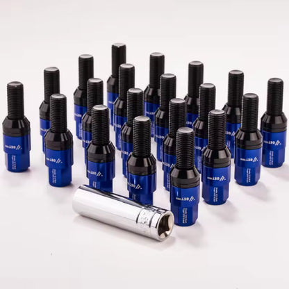 New20Psc Steel+Aluminium Alloy Taper Lug Bolt Cone Seat Wheel Bolts Lug Nuts With Caps M12*1.5 M14*1.25 M14*1.5 For BMW