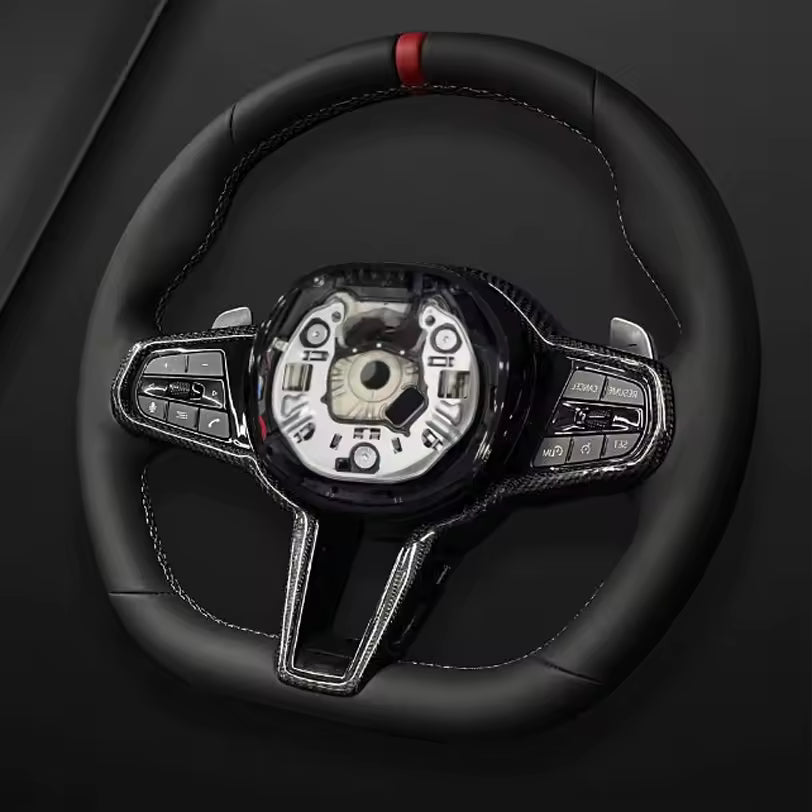 Aftermarket steering wheel fits any BMW with any button configuration, with or without heating and driver assist. BMW CS M4 G01 G02 G05 G06 G07 G30 G31 G32 G82 G42 G14 G20 G21 G80 G81 G22 G23 G26 X1 X3 X4 X5 X6 X3M X4M X5M X6M M3 M4 M5 M8 F90 F91 F92 F93