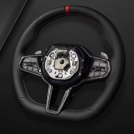 Aftermarket steering wheel fits any BMW with any button configuration, with or without heating and driver assist. BMW CS M4 G01 G02 G05 G06 G07 G30 G31 G32 G82 G42 G14 G20 G21 G80 G81 G22 G23 G26 X1 X3 X4 X5 X6 X3M X4M X5M X6M M3 M4 M5 M8 F90 F91 F92 F93