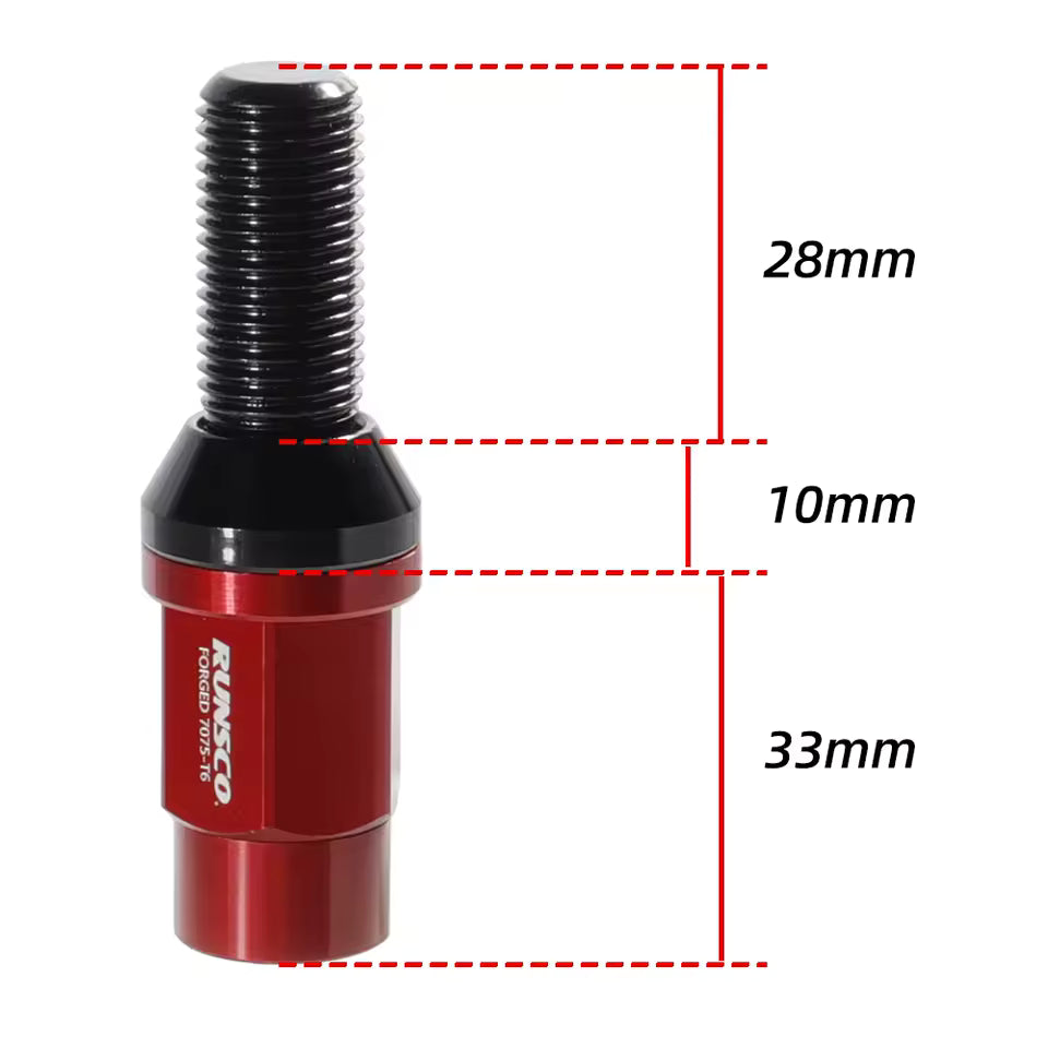 M14x1.5 M14x1.25 M12x1.5 M12x1.25 Thread Length 28mm Wheel Forged Bolts Nuts Screw for Bmw Benz Audi VW Golf 20Pieces/Set