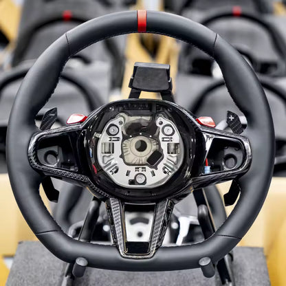 Aftermarket steering wheel fits any BMW with any button configuration, with or without heating and driver assist. BMW CS M4 G01 G02 G05 G06 G07 G30 G31 G32 G82 G42 G14 G20 G21 G80 G81 G22 G23 G26 X1 X3 X4 X5 X6 X3M X4M X5M X6M M3 M4 M5 M8 F90 F91 F92 F93