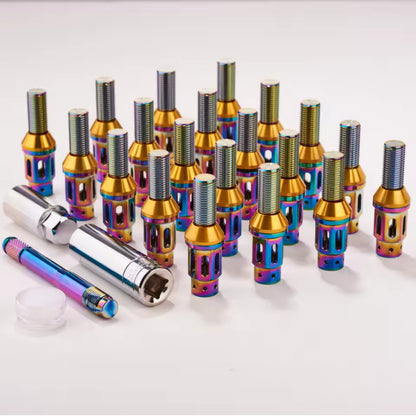 Titanium Alloy Hollow Tire Bolt Car Modification M14*1.5 14*1.25 Wheel Hub Screw for German Cars Lightweight Automotive Hardware