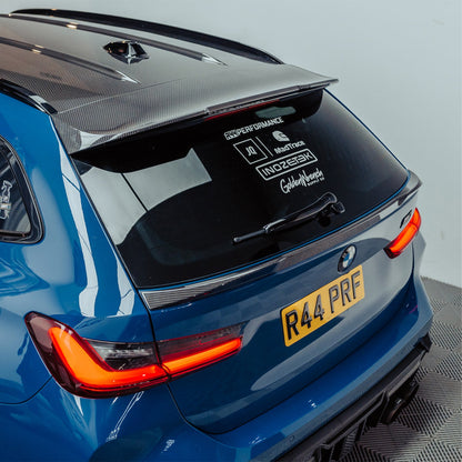 SooQoo BMW G81 M3 Touring Lower Trunk Spoiler In Gloss Pre Preg Carbon Fibre (2023+)