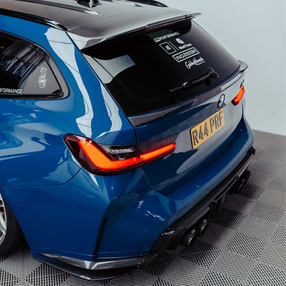 SooQoo BMW G81 M3 Touring Lower Trunk Spoiler In Gloss Pre Preg Carbon Fibre (2023+)