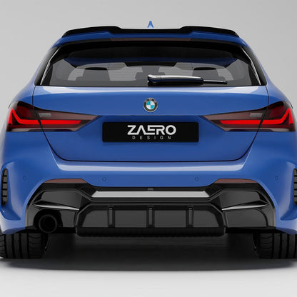 ZAERO Design BMW 1 Series Single Exit EVO-1 Rear Diffuser In Gloss Black (F40 116i, 116d, 118i, 118d M Sport)