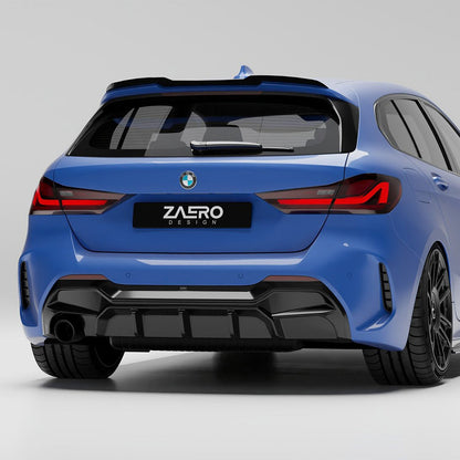 ZAERO Design BMW 1 Series Single Exit EVO-1 Rear Diffuser In Gloss Black (F40 116i, 116d, 118i, 118d M Sport)
