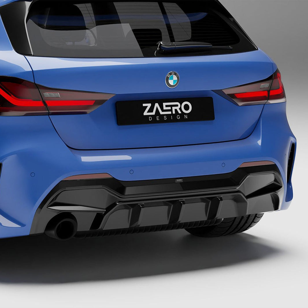 ZAERO Design BMW 1 Series Single Exit EVO-1 Rear Diffuser In Gloss Black (F40 116i, 116d, 118i, 118d M Sport)