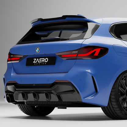 ZAERO Design BMW 1 Series Single Exit EVO-1 Rear Diffuser In Gloss Black (F40 116i, 116d, 118i, 118d M Sport)