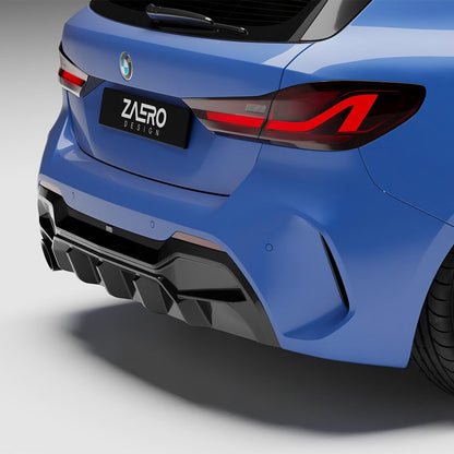 ZAERO Design BMW 1 Series Single Exit EVO-1 Rear Diffuser In Gloss Black (F40 116i, 116d, 118i, 118d M Sport)