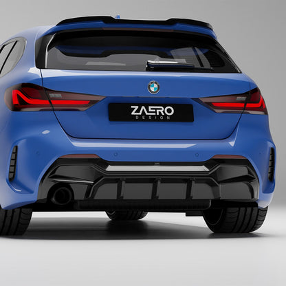 ZAERO Design BMW 1 Series Single Exit EVO-1 Rear Diffuser In Gloss Black (F40 116i, 116d, 118i, 118d M Sport)