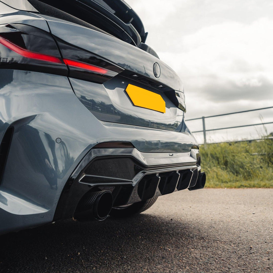 ZAERO Design BMW M135i/1 Series Dual Exit EVO-1 Rear Diffuser In Gloss Black (F40 128ti, 120d, 120i)