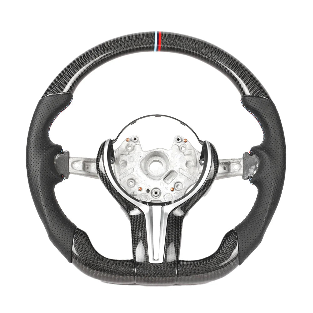 BMW FXX CARBON FIBRE & LEATHER FLAT BOTTOM CUSTOM STEERING WHEEL