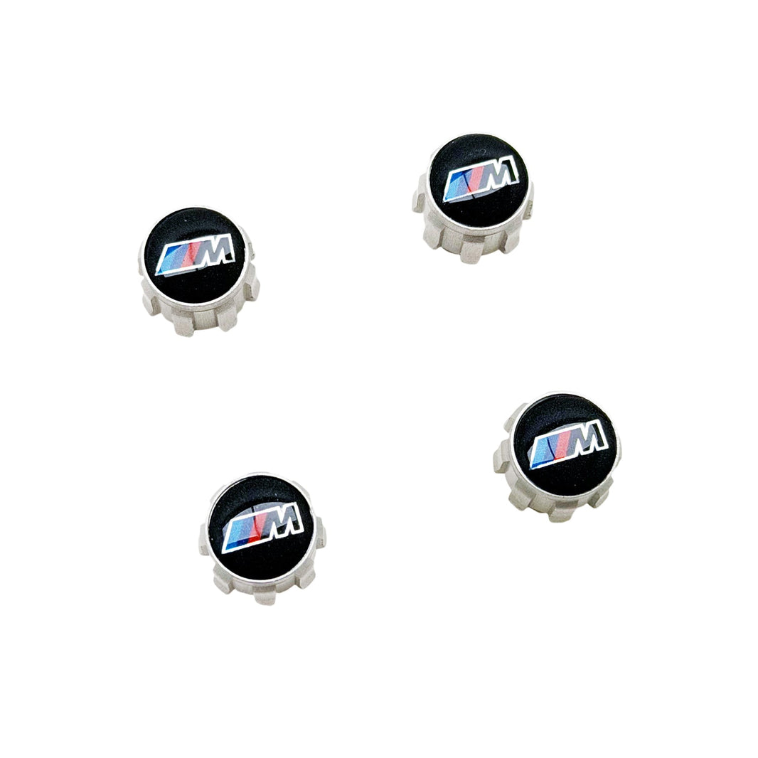 Genuine BMW M Performance M Logo Wheel Tyre Air Valve Caps Dust Covers 36105B5C8E5 (Set of 4)