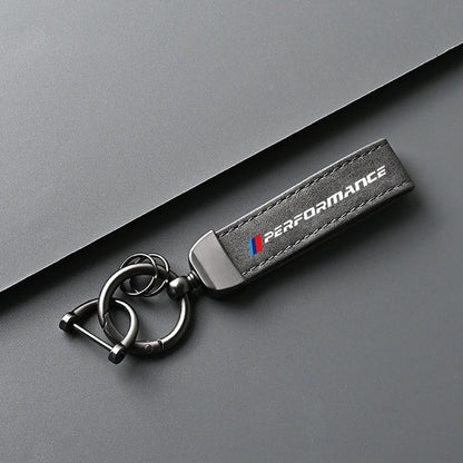 SUEDE & LEATHER M PERFORMANCE KEYCHAIN FOR E90 / E92 / F22 / F30 / F32 / F10 / G20 / G22 / G42 BMW 2 / 3 / 4 / 5 / 6 / 7 / 8 SERIES