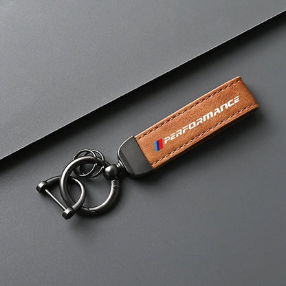 SUEDE & LEATHER M PERFORMANCE KEYCHAIN FOR E90 / E92 / F22 / F30 / F32 / F10 / G20 / G22 / G42 BMW 2 / 3 / 4 / 5 / 6 / 7 / 8 SERIES
