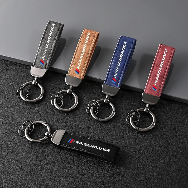 SUEDE & LEATHER M PERFORMANCE KEYCHAIN FOR E90 / E92 / F22 / F30 / F32 / F10 / G20 / G22 / G42 BMW 2 / 3 / 4 / 5 / 6 / 7 / 8 SERIES