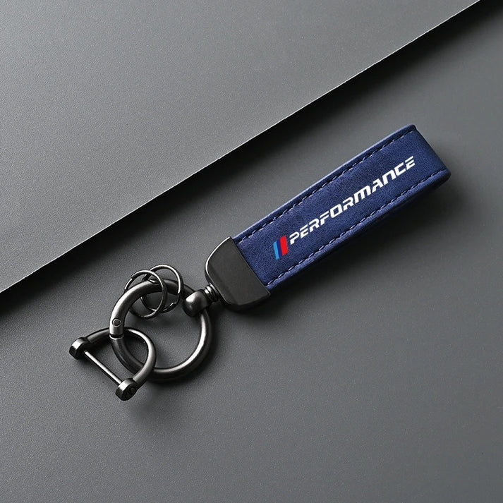 SUEDE & LEATHER M PERFORMANCE KEYCHAIN FOR E90 / E92 / F22 / F30 / F32 / F10 / G20 / G22 / G42 BMW 2 / 3 / 4 / 5 / 6 / 7 / 8 SERIES