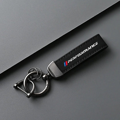 SUEDE & LEATHER M PERFORMANCE KEYCHAIN FOR E90 / E92 / F22 / F30 / F32 / F10 / G20 / G22 / G42 BMW 2 / 3 / 4 / 5 / 6 / 7 / 8 SERIES