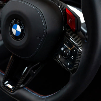 SHFT Gloss Carbon Fibre Steering Wheel Trim For BMW G90/G99 M5, G60/G61 5 Series, G45 X3 & G70 7 Series & more
