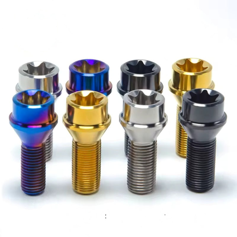 TS 1 lot=20pcs Titanium Alloy Automotive Wheel Titanium Alloy Modified Screws M12X28X1.5/1.25mm/M14X28X1.25/1.5mm Hub Screws BMW